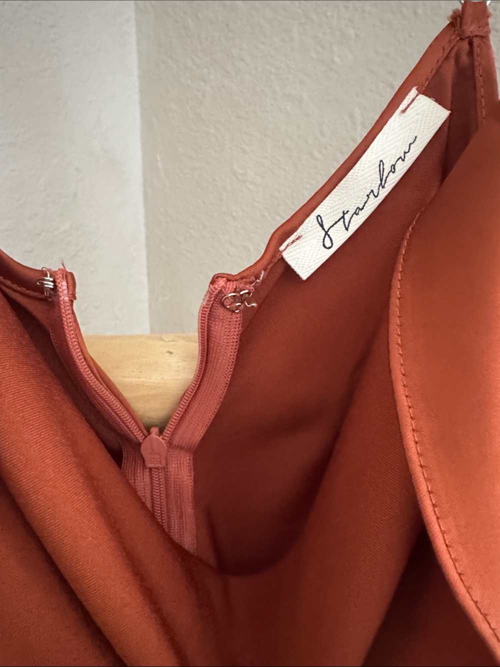 Rust Satin Cowl Slip Dress with Adjustable Straps - Women - Picture 3 of 6